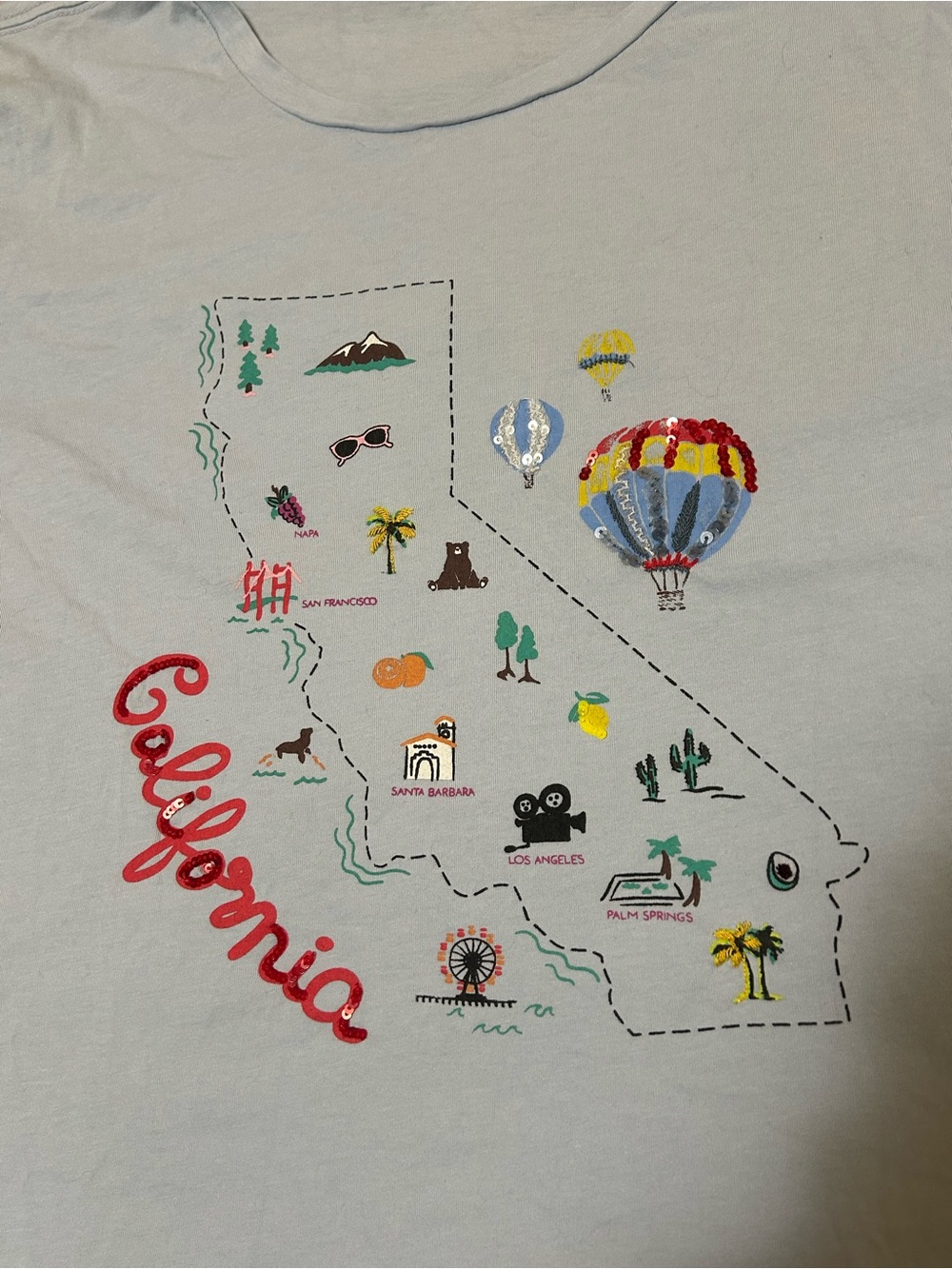 J.Crew Collector Tee - California Graphic, Light Blue, Size XL - Picture 2 of 4